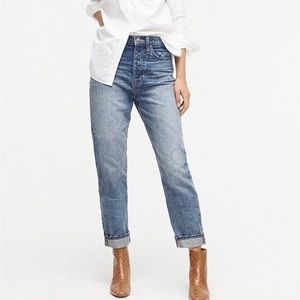 J Crew Slouchy Boyfriend Jean Straight Leg High Waist Size 8 💯 Cotton